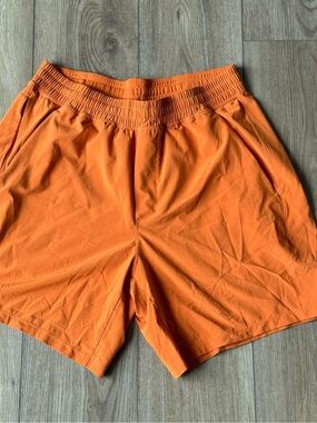 Lululemon Pace Breaker Shorts Men L Orange 7" Linerless Running New Condition